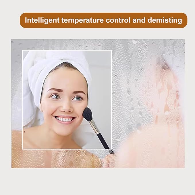 Round LED Bathroom Mirror, Wall Mounted Mirror with Demister Pad 3 Dimmable Color, Backlit Makeup Mirror, for Bathroom, Vanity, Bedroom(70cm/27.6in)