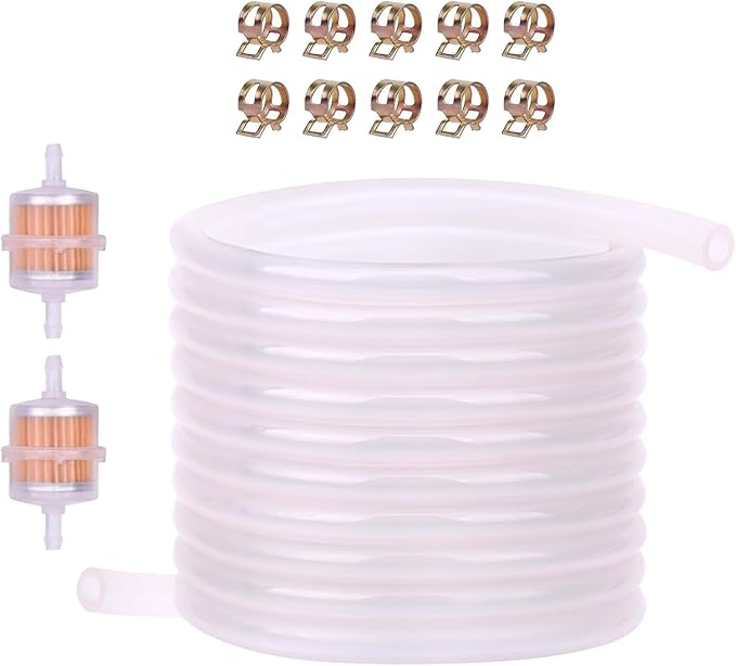 3/16 Inch ID Fuel Line Hose With 2Pcs Fuel Filters +10 Clamps for Kawasaki Lawn Mower Small Engines Generator Mini Bike dirtbike