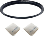77mm Lens to 82mm Camera Lens Adapter 77mm to 82mm Step Up Ring Adapter Ring for All Brands of UV ND CPL, with Premium Lens Wiping Cloth 2 Pack (77mm-82mm)