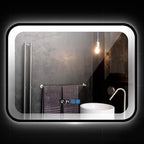 Bathroom Mirror with LED Light and Demister Pad Wall Mounted Mirror Makeup Shaving Mirror Smart Touch Switch (Black 700 * 900mm)