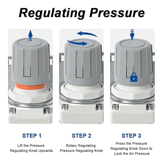 AIRZOE 1/2" NPT Compressed Air Filter Regulator Lubricator Combo, Air Compressor Water Separator AC4010-04,5 Micron Brass Element Semi-Auto Drain,0-145 psi Gauge