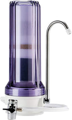 iSpring CT10-CL Countertop Water Filter, Multi-Layer Faucet Water Filter System with Versatile Faucet Adapter, Reduces Heavy Metals, Bad Odor, and Chlorine, Clear