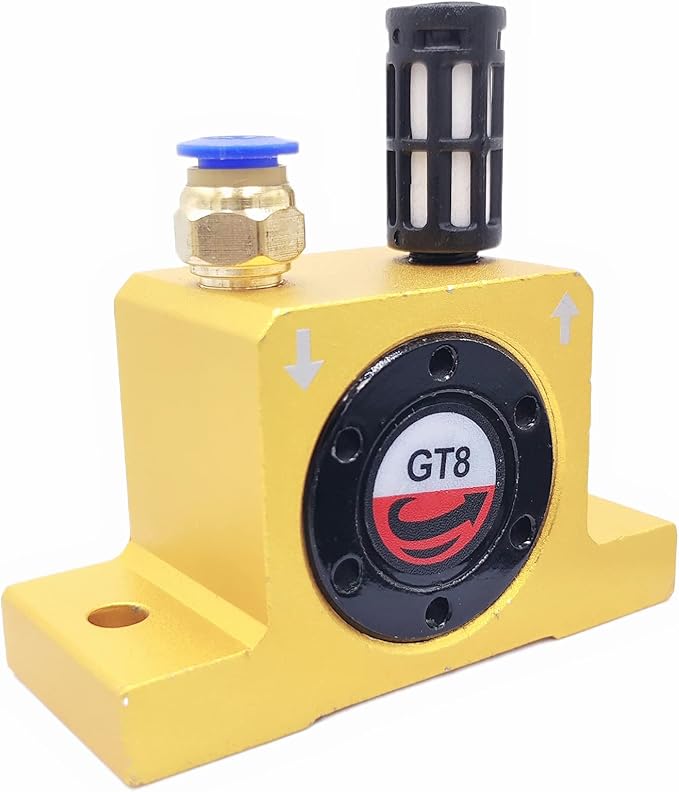 GT8 Industrial Turbine Vibrator - G 1/8" Pneumatic Compressed Air Power Wheel Type Silent Golden With Muffler