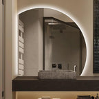 Bathroom Wall Mounted Mirror, LED Illuminated Vanity Mirror with Demister Pad, Mirror for Wall Decor Mirror with Anti-Fog, Dimmable Light Function, Touch Switch (Color : Left Cut, Size : 31.5