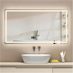 Backlit LED Illuminated Bathroom Mirror with LED Lights, Lighted Bathroom Makeup Wall Mounted Mirror with Demister Pad, Sensor Touch Switch, Horizontal/Vertical(B,H40*W60CM/H15.7*W23.6IN)