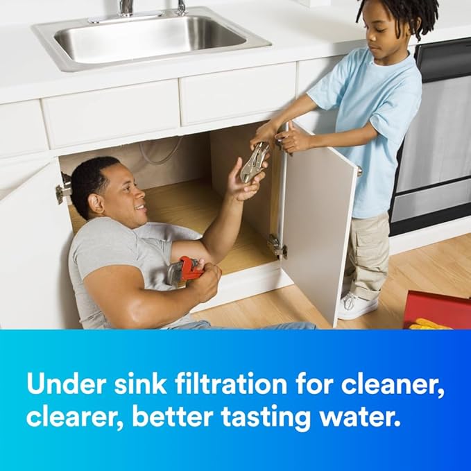 3M Aqua-Pure 3M FF100 Under Sink Drinking and Cooking Water Filter System, Reduces Lead, Microplastics, Chlorine Taste and Odor, Cysts, Select VOCs. 2.5 GPM Full Flow