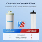 Purewell K Series 4-Stage 7-In Ceramic Water Filter Replacement, Certified to Remove 99% PFAS & Chlorine, Lead, Compatible with Berkey, ProOne & Doulton Gravity Water Filter System (2-Pack)