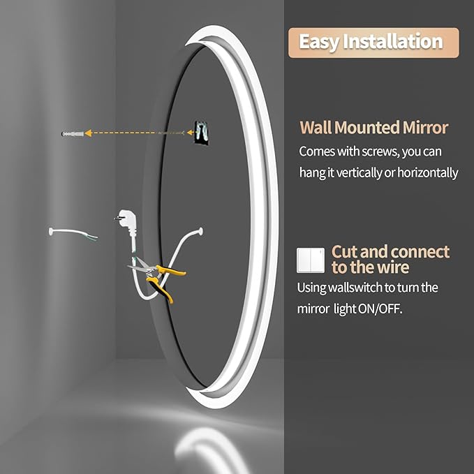 LUVODI Lighted LED Bathroom Mirror: 28”x20” Oval Anti-Fog Dimmable Wall Mounted Makeup Mirror with Backlit - Modern Vanity Mirrors with Demister Pad Smart Touch Switch Sensor Memory Function
