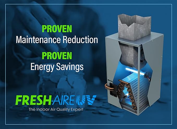 Fresh-Aire UV Fresh-Aire APCO Compact HVAC UV Air Purifier w/Carbon Matrix and Remote Power Supply, Includes 2 Year UVC Lamp, 18-32 VAC