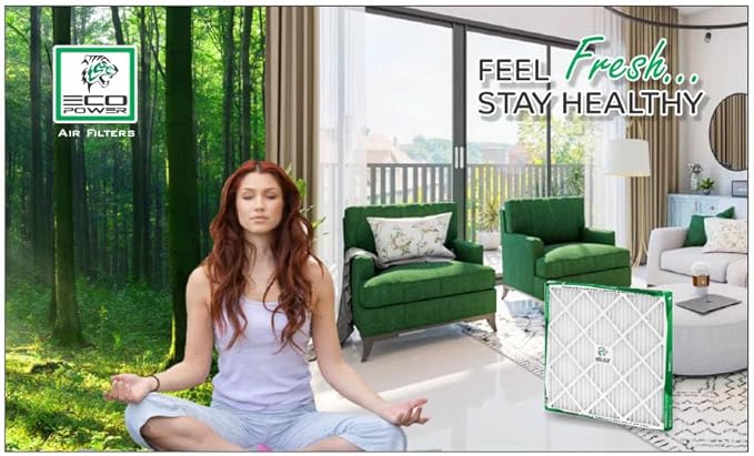 20x20x1 ECO POWER Air Filter MERV 10, Pleated HVAC AC Furnace Air Filters Replacement, Comparable to MPR 1000 & FPR 7 (Actual Size: 19.6 x 19.6 x 0.75 Inches), SB3334
