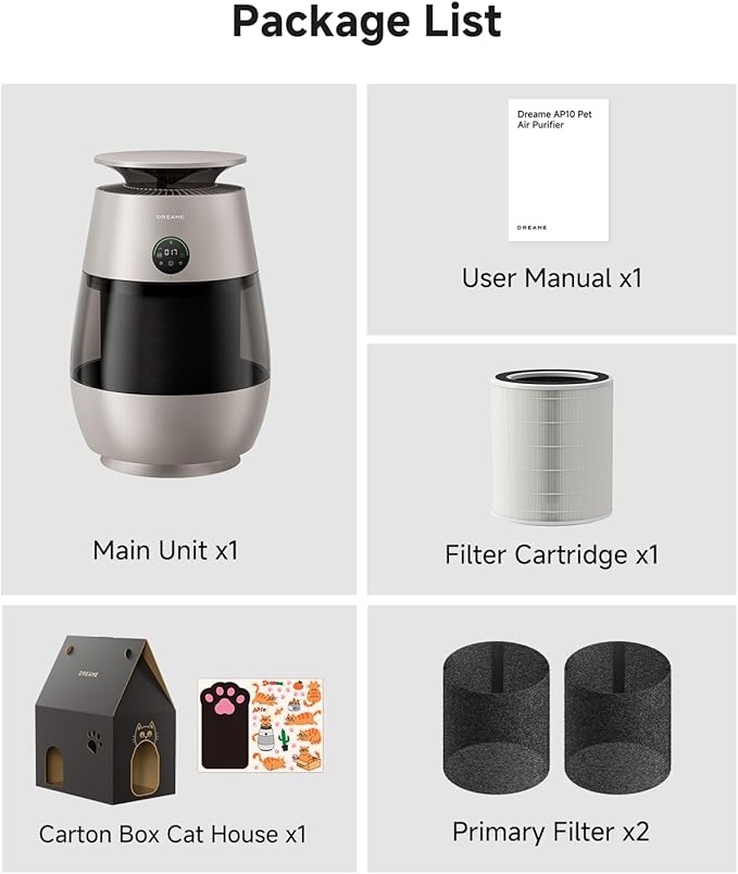 ‌Dreame Pet Air Purifier, Cleans 5,386 ft² in One Hour, 1,346 ft² for Home Large Room, NeverChange 5.4-Year Filters for Odor Purification, 360° Visual Collection of Hair, ‌Pet-Friendly Design, Glod