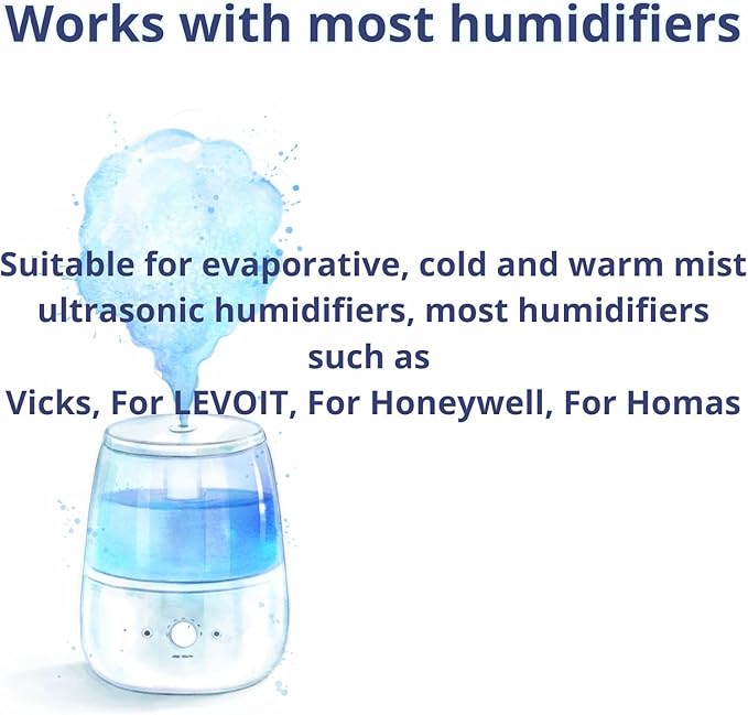Nispira Mist Demineralization Cartridge Filter Replacement Compatible with Homedics Vick Total-Comfort Ultrasonic Humidifier | Prevents Mineral Deposit Hard Water White Dust | 36 Packs