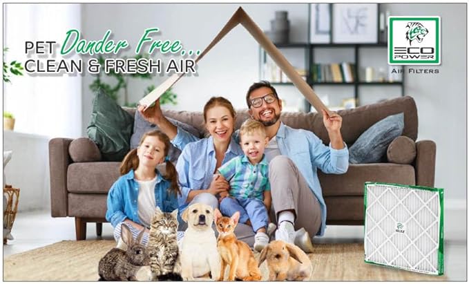20x20x1 ECO POWER Air Filter MERV 10, Pleated HVAC AC Furnace Air Filters Replacement, Comparable to MPR 1000 & FPR 7 (Actual Size: 19.6 x 19.6 x 0.75 Inches), SB3334