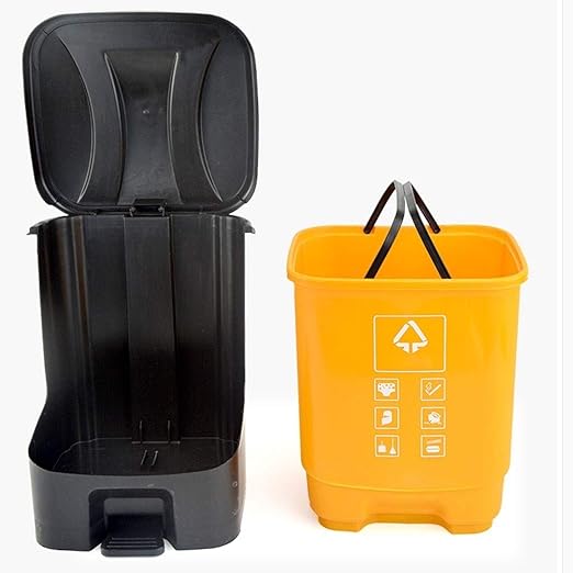 HASMI Trash Can Pedal-Type Trash Can, with Lid, Household Outdoor Garbage Sorting Box 20L Wastebasket (Color : Yellow)