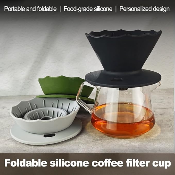 Portable Coffee Dripper, Silicone Collapsible Design for Easy Pour Over Making, for Travel and Outdoors (grey)