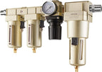 VEVOR Air Compressor Filter Regulator Combo, 1/2" NPT 3-Stage 25μm & 5μm & 0.3μm Compressed Air Drying System with Micron Filters & Oil-Water Separator, Semi-Auto Drain, 175PSI Max Working Pressure