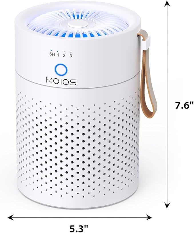 Air Purifiers for Bedroom Home, KOIOS H13 True HEPA Filter Air Purifiers for Desktop Office Car Pets with USB Cable, Small Air Cleaner, Night Light, Timer, Remove Smoke, Dust, Odors, Pollen
