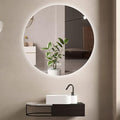 Led Mirror for Bathroom,Bathroom Mirrors for Vanity,Shatter-Proof,with Dimming & 3 Color Modes,Heated Demister Pad,Anti-Fog,Hanging Vanity Mirror,Easy to Install, Easy to Clean (Size : 50x50cm)