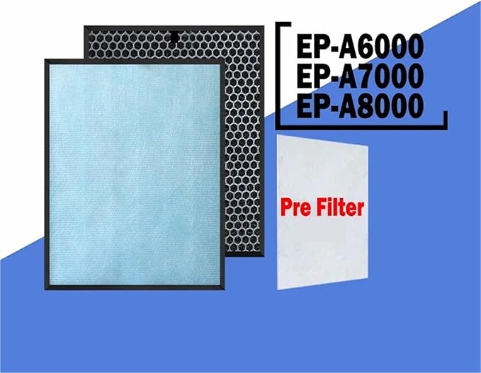 Replacement Filter, Compatible For Hitachi, EP-A6000 EP-A7000 EP-A8000 Air Purifier Filter