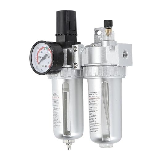 1/4 Inch Aluminum Alloy Air Filter Pressure Regulator, Compressed Air Line Filter, Oil Water Separator with Dial for Easy Pressure Adjustment, Efficient Filtration System for Pneum