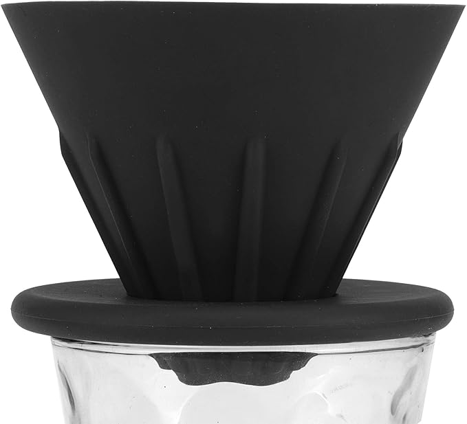 Reusable Silicon Resin Coffee Filter Strainer Dripper Portable Coffee Machine Accessory for Home Outdoor Camping Office Travel Lightweight Durable Easy Clean (Black)