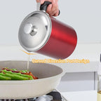 Kaemi 2.2L / 74OZ Bacon Grease Container with Strainer, Red Grease Keeper Can Oil Storage Catcher for Kitchen with Lid and Easy Grip Handle for Storing Meat Frying and Cooking Oil