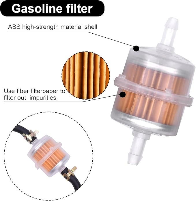 3/16 ID Fuel Line 10 Feet with 2Pcs Fuel Filters for Kawasaki for honda Predator Lawn Mower Generator Chainsaws Go-Karts ATV Small Engine Generators X120 GX160 GX120 GX100 GX200 GX390