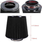 KYOSTAR Universal 3.5" (89mm) High-Flow Air Filter, Reusable Cone Cold Air Intake, High Performance Washable Clamp-On Car High Flow Air Kit, Flange Diameter: 3.5 Inch, Filter Height: 6.1 Inch, Black