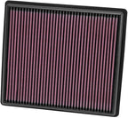 K&N High-Flow Original Lifetime Engine Air Filter: Increase Power: Premium, Washable: Compatible with 2013-2019 Buick/Chevrolet: Regal, Impala, Malibu, 33-2497