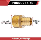 (Pack of 3) EFIELD Pex 3/4 Inch x 3/4 Inch NPT Male Adapter Brass Crimp Fitting,(PEX1807021-3PCS)