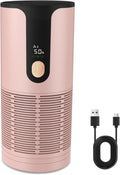 Portable Car Air Purifier-True HEPA Mini Air Purifier with LCD Display,15dB Quiet,USB-C Charging,Filters Smoke/Dust/Pet Dander in Car/Office/Desk/Travel（Pink）