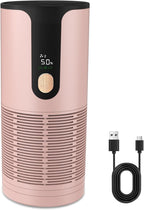 Portable Car Air Purifier-True HEPA Mini Air Purifier with LCD Display,15dB Quiet,USB-C Charging,Filters Smoke/Dust/Pet Dander in Car/Office/Desk/Travel（Pink）