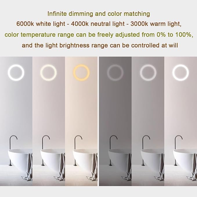 Smart Illuminated LED Bathroom Mirror，Bathroom Mirror with LED Lights，Energy-Saving LED Smart Mirrors，LED Mirror for Bathroom，with Demister Pad and Smart Touch Switch(H80*W90cm/H31.5*W35.4IN)