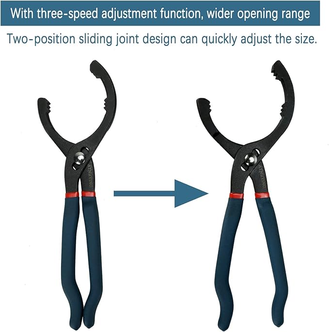 Oil Filter Wrench Set, 12" & 16" 2pcs Adjustable Pliers, Removal Tool, Universal, No Slipping