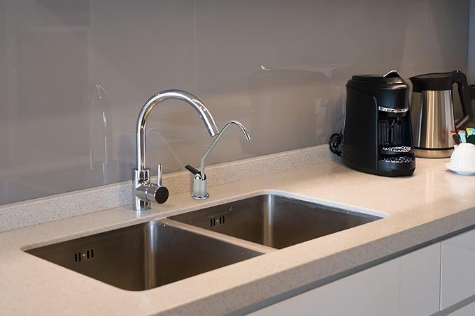 Watts Premier Standard Non-Air Gap Auxiliary Faucet with 1/4" Supply Tubing Connection for RO Reverse Osmosis Water Filtration Systems, Touch N'Flow Spring Loaded Handle, Brushed Nickel