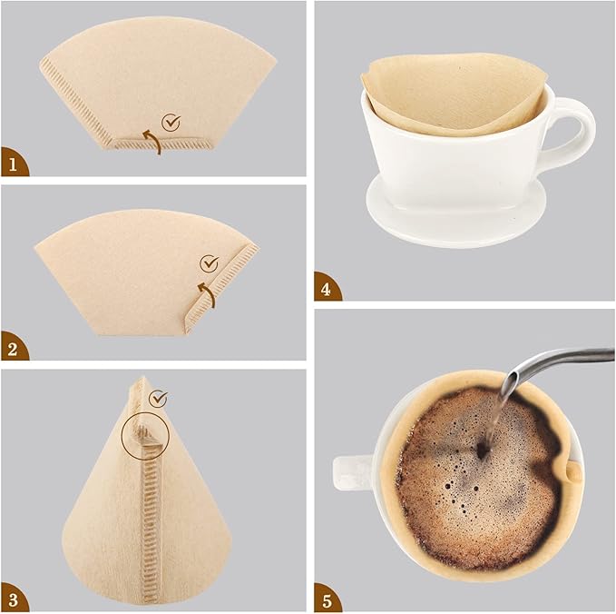 Segarty #1 Coffee Cone Filters, 100 Count Pack Size 1-2 Cup Natural Unbleached Brown Paper Disposable Pour Over Maker Basket Dripper for Most Brewer Machine for Home, Office, Cafetera