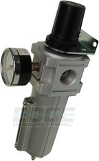 Heavy Duty Compressed AIR Filter Regulator Combo Piggyback, Metal Bowl, Visible Sight Glass, 5 Micron Element (3/4" Manual Drain)