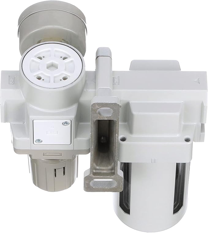 PneumaticPlus SAU420-N04G Compressed Air Filter Regulator Combo 1/2" NPT - Poly Bowl, Manual Drain, Bracket, Gauge