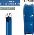 Pool Backwash Hose 1 1/2 inch × 50 ft Thicken Blue Water Discharge Pipe Lay Flat Tubing Hose for Backwash Pool Filter, Drain Pool Pond Water (1.5in-50ft, Vinyl Tubing)