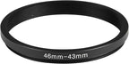 46-43mm Metal Step-Down Ring Adapter Compatible with Mirrorless Cameras DSLR Lens, UV CPL ND Filter Thread Converter, Black