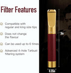 Reusable Washable Cigarette Filter Tips Mouthpiece Handcrafted Solid Wood Metal Smoking Cigarette Filter Never Fade Suitable for Coarse Fine Medium Birthdays Christmas Father Day Gift (Red Sandalwood)