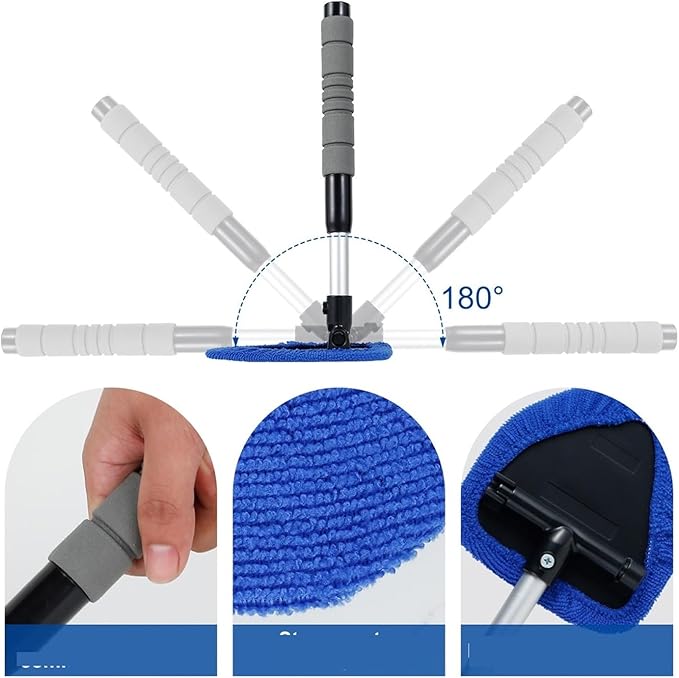 Compatible for Window Scraping Mist Eliminator Microfiber Car Cleaner Telescopic Windshield Cleaning Tools Auto Accessories(Green)