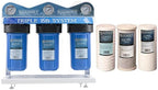 55W UV Ultraviolet Light Plus Sediment & Carbon Well Water Filter Purifier System with 3/4" Ports, 12 GPM UV with Bluonics Water Filter Housing System Size 4.5" x 10" Filters