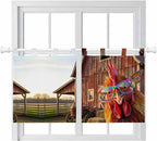 Farm Rooster Kitchen Curtains 36 Inch Length, Small Window Curtains Tab Top, Farmhouse Barn Funny Animals Butterfly Light Filtering Short Window Treatments Tier Drapes 27.5"x36" 2 Panel