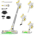 Cordless Vacuum Cleaner for Home, Powerful Stick Vacuum with Rechargeable Battery, Green Light Anti-Tangle Brush, 6-in-1 Lightweight Handheld Vacuum for Pet Hair, Hard Floor, Carpet, Yellow