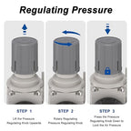 1/4" NPT Compressed Air Filter Regulator Lubricator Combo, Air Compressor Water Separator AC2010-02,5 Micron Brass Element Auto Drain,0-145 psi Gauge
