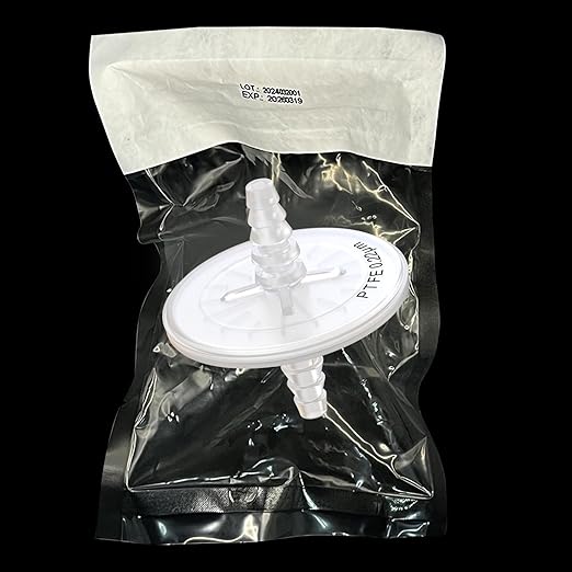 Air Venting Filter Sterile PTFE Hydrophobic Filter Disc 50mm 0.22μm with 7mm-13mm Stepped Hose and Barb Female Luer for Air Filtration, Individually Packed (1)