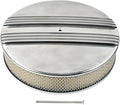 14 x 3 Inch Round Polished Air Cleaner Kit Half Finned Drop Base Compatible with Chevy Ford GM