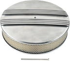 14 x 3 Inch Round Polished Air Cleaner Kit Half Finned Drop Base Compatible with Chevy Ford GM