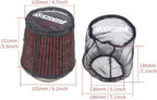 KYOSTAR Universal Air Filter Cover for Car Cold Air Intake Systems, Flexible Air Filter Sock for Cone High Flow Air Filter, Dustproof Washable High-Flow Air Cleaner Wrap, 5.9" Height & 6.1" Diameter.